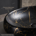 Black and Gold Round Ceramic vessel bathroom sink, additional product view 5