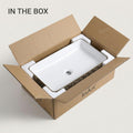 Ceramic basin sink in glossy gold, rectangular vessel wash basin for bathroom remodel and modern vessel sink vanity