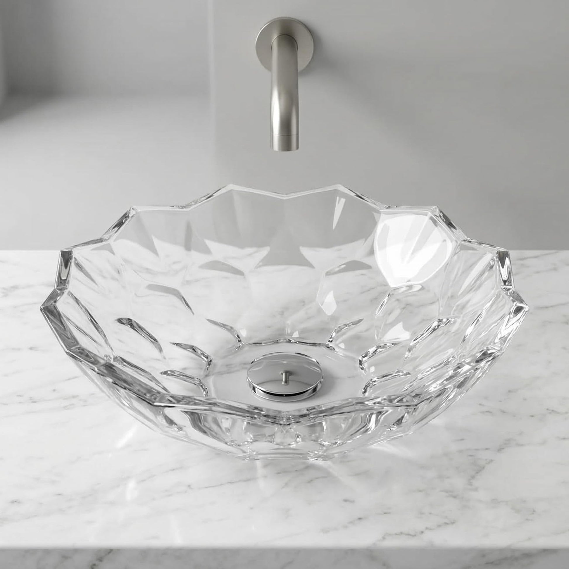 InArt Transparent Glass Bathroom Vessel Sink, 18.1 x 18.1 x 4.8 product image 11 of 12