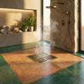 InArt 12 x 4 Inch Square Brass Shower Drain with Removable Strainer Grate, additional product view 4