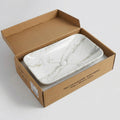 InArt Rectangle Bathroom Ceramic Vessel Sink Art Basin in White Marble Color, additional product view 4