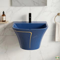 InArt Glossy Blue Wall-Mounted Ceramic Bathroom Sink with Half Pedestal, 19.7 Inch, additional product view 2