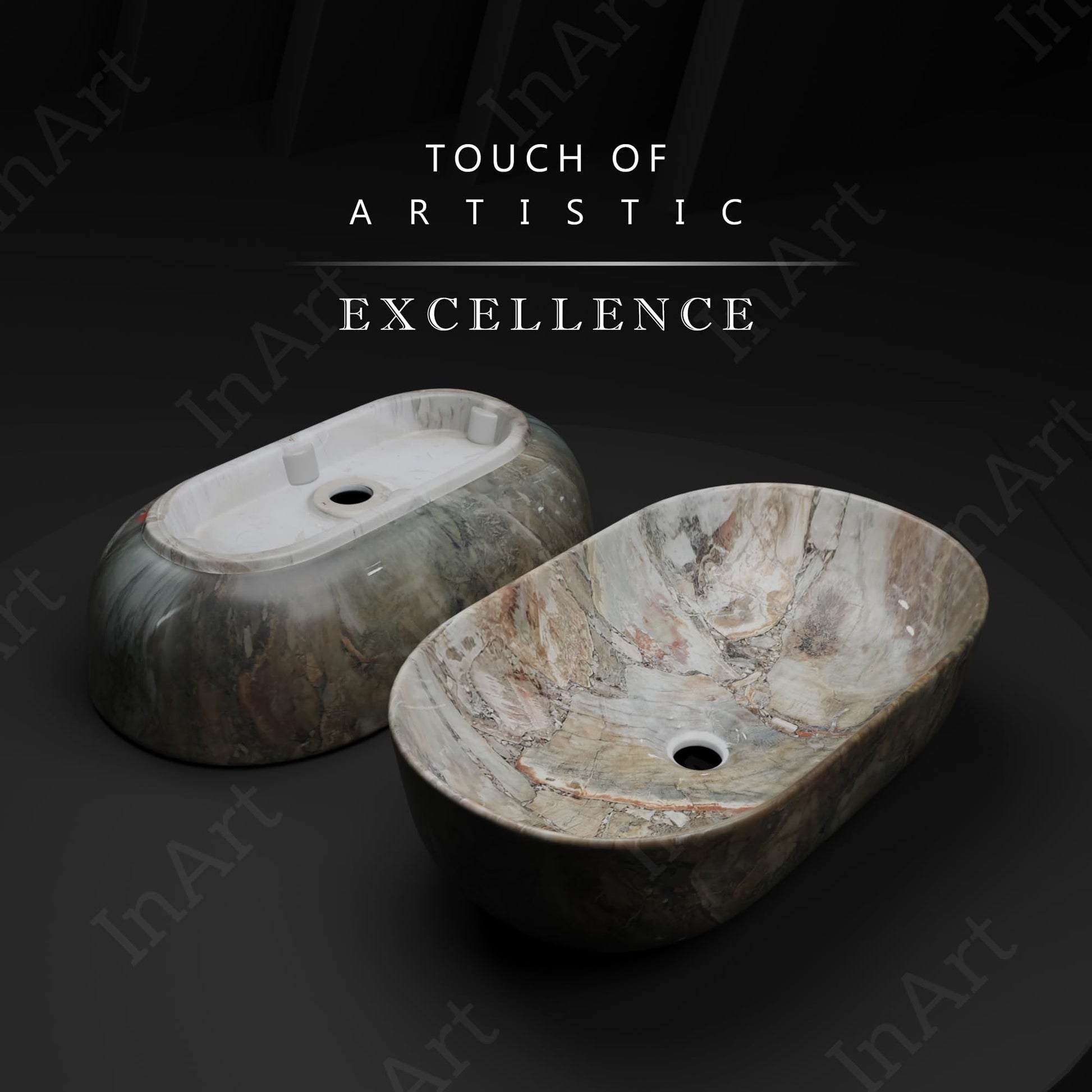 InArt Grey Round Ceramic Bathroom Vessel Sink product image 8 of 12