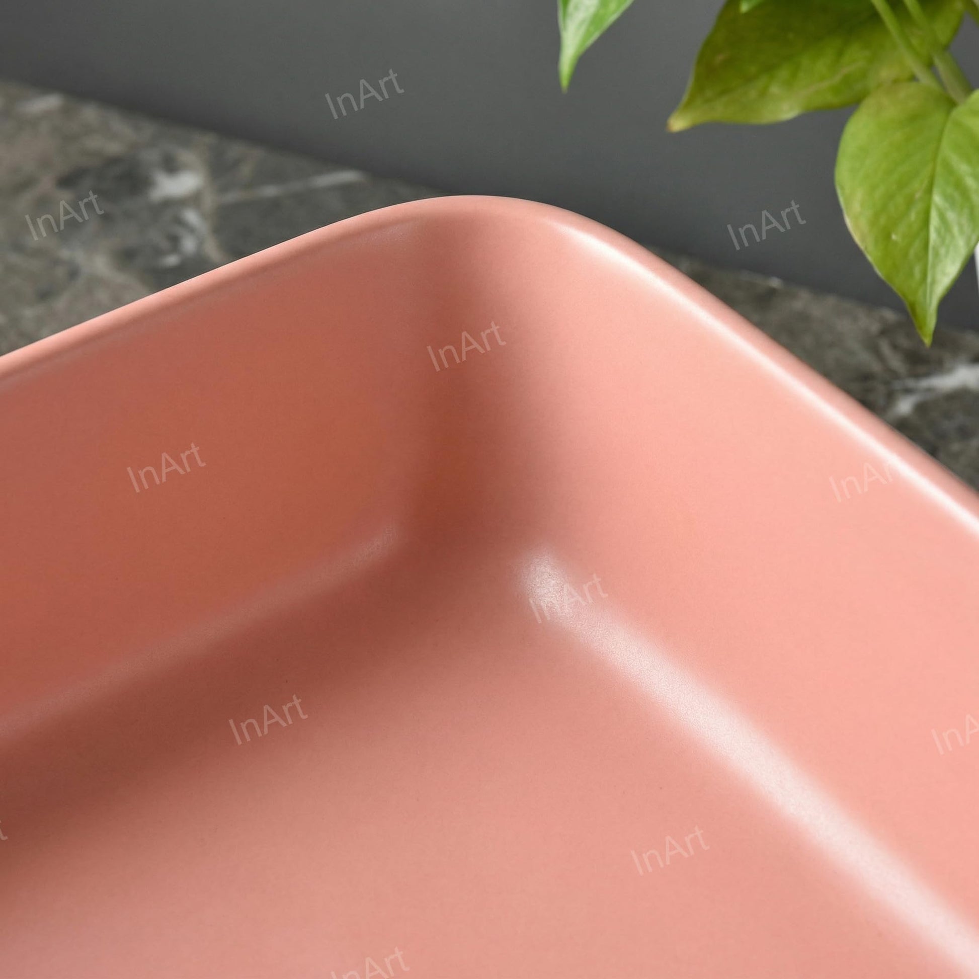 Pink Rectangular Ceramic vessel bathroom sink, additional product view 5