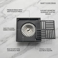 InArt Matte Black 12 x 4 Inch Brass Floor Drain with Removable Strainer, additional product view 2