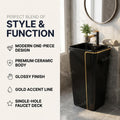 InArt Basin Pedestal Sink - Standing Bathroom Sink Black Glossy 43x36 CM, additional product view 3