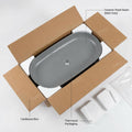 Bathroom countertop basin styling shot, InArt matte gray rectangular vessel sink on table top with sink