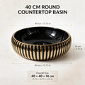 Black and Gold Round Ceramic vessel bathroom sink, additional product view 8