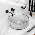 InArt Smoked Black Tempered Glass Rectangular Vessel Sink – Textured Design, 18.11