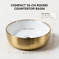 White and Gold Round Ceramic vessel bathroom sink, additional product view 9
