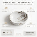 White, Gray and Taupe Oval Ceramic vessel bathroom sink, additional product view 9