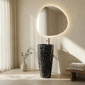 InArt Basin Pedestal Sink - Standing Bathroom Sink Black Marble 38x38 CM, additional product view 8