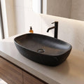 Black Rectangular Ceramic vessel bathroom sink