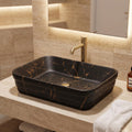 Black Rectangular Ceramic vessel bathroom sink