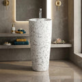 InArt Basin Pedestal Sink - Standing Bathroom Sink White Marble 38x38 CM, additional product view 4