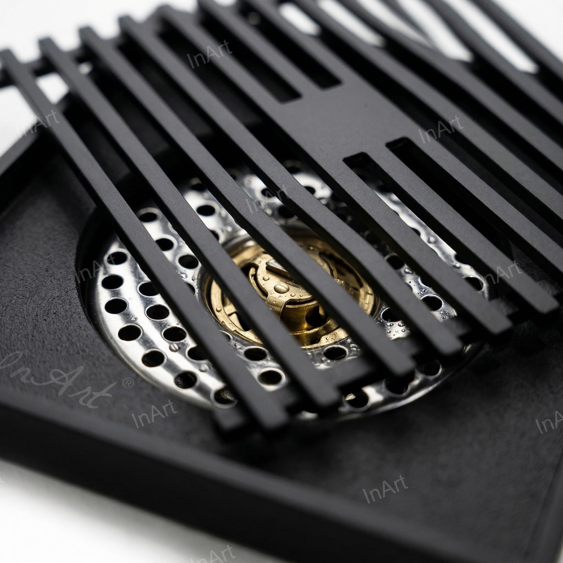 InArt Matte Black Linear Brass Shower Drain Channel with Side Outlet, 12 x 4 Inch, additional product view 5