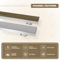 InArt 24 x 4 Inch Stainless Steel Shower Floor Drain with Hair Strainer Grate, additional product view 4