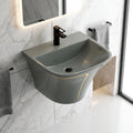 InArt Glossy Grey Wall-Mounted Ceramic Bathroom Sink with Half Pedestal, 21.3 Inch, additional product view 4