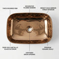 Rectangular vessel sink side angle, rose gold ceramic sink vessel for countertop vanity