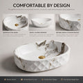 White, Gray and Taupe Oval Ceramic vessel bathroom sink, additional product view 2