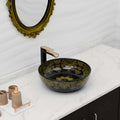 InArt Glossy Black Ceramic Round Vessel Sink – Above Counter, 16