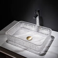 Glass vessel sinks InArt clear tempered glass rectangular vessel sink bowl, glossy tabletop bathroom basin 445x330mm