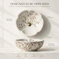 White and Multicolor Flower-Shaped Round Ceramic vessel bathroom sink, additional product view 5