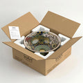 InArt Glossy Multicolor Ceramic Round Vessel Sink – Gold Rim Accent, 16.5