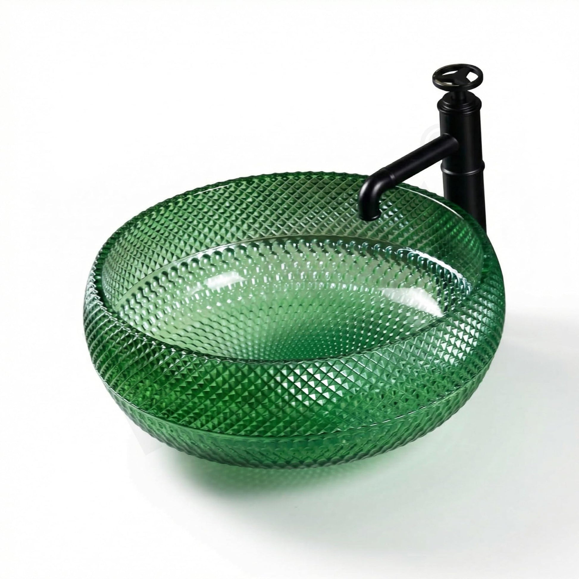 Sinks that sit on top of counter—green glass vessel sink, square tempered glass bowl for vanity tops for vessel sinks