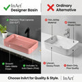 Pink Rectangular Ceramic vessel bathroom sink, additional product view 7