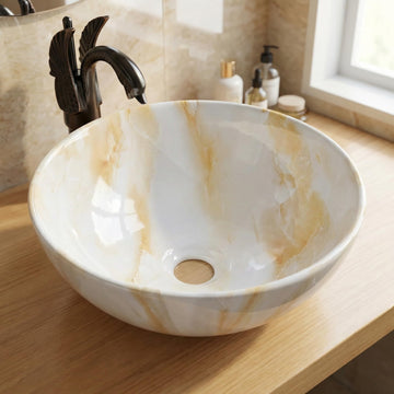 Bathroom sinks above counter - InArt glossy onyx ceramic round vessel sink 12x12x5