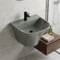 InArt Glossy Grey Wall-Mounted Ceramic Bathroom Sink with Half Pedestal, 21.3 Inch, additional product view 2