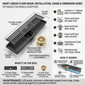 InArt Matte Black Linear Brass Bathroom Floor Drain with Grate, 12 x 4 Inch, additional product view 6