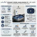 Blue Rectangular Ceramic vessel bathroom sink, additional product view 6