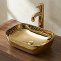 Gold Rectangular Ceramic vessel bathroom sink