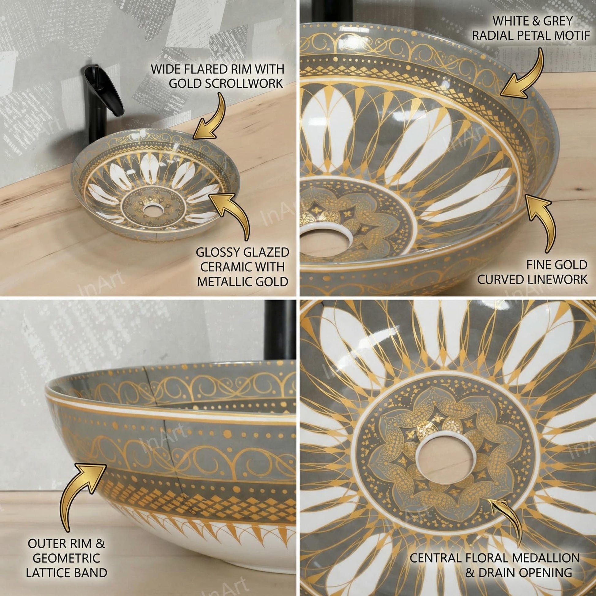 Sink bathroom bowl side angle showing glazed green Mexican design square ceramic tabletop basin