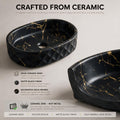 Black and Gold Oval Ceramic vessel bathroom sink, additional product view 3
