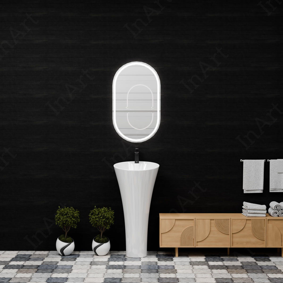 InArt Basin Pedestal Sink - Standing Bathroom Sink White 38x38 CM, additional product view 7