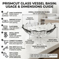 InArt Transparent Prism Crystal Glass Vessel Sink for Countertop Bathrooms, 18.1 Inch, additional product view 6