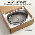 InArt Smoked Tempered Glass Oval Vessel Sink – Ribbed Texture, 19.7