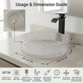 InArt Clear Tempered Glass Round Vessel Sink – Diamond-Cut Texture, 15.6