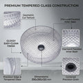 InArt Clear Tempered Glass Round Vessel Sink – Diamond-Cut Texture, 15.6
