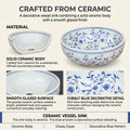 Blue and White Round Porcelain Ceramic vessel bathroom sink, additional product view 5