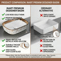 InArt modern vessel sink installed as sinks that sit on top of counter, rose gold ceramic basin sink