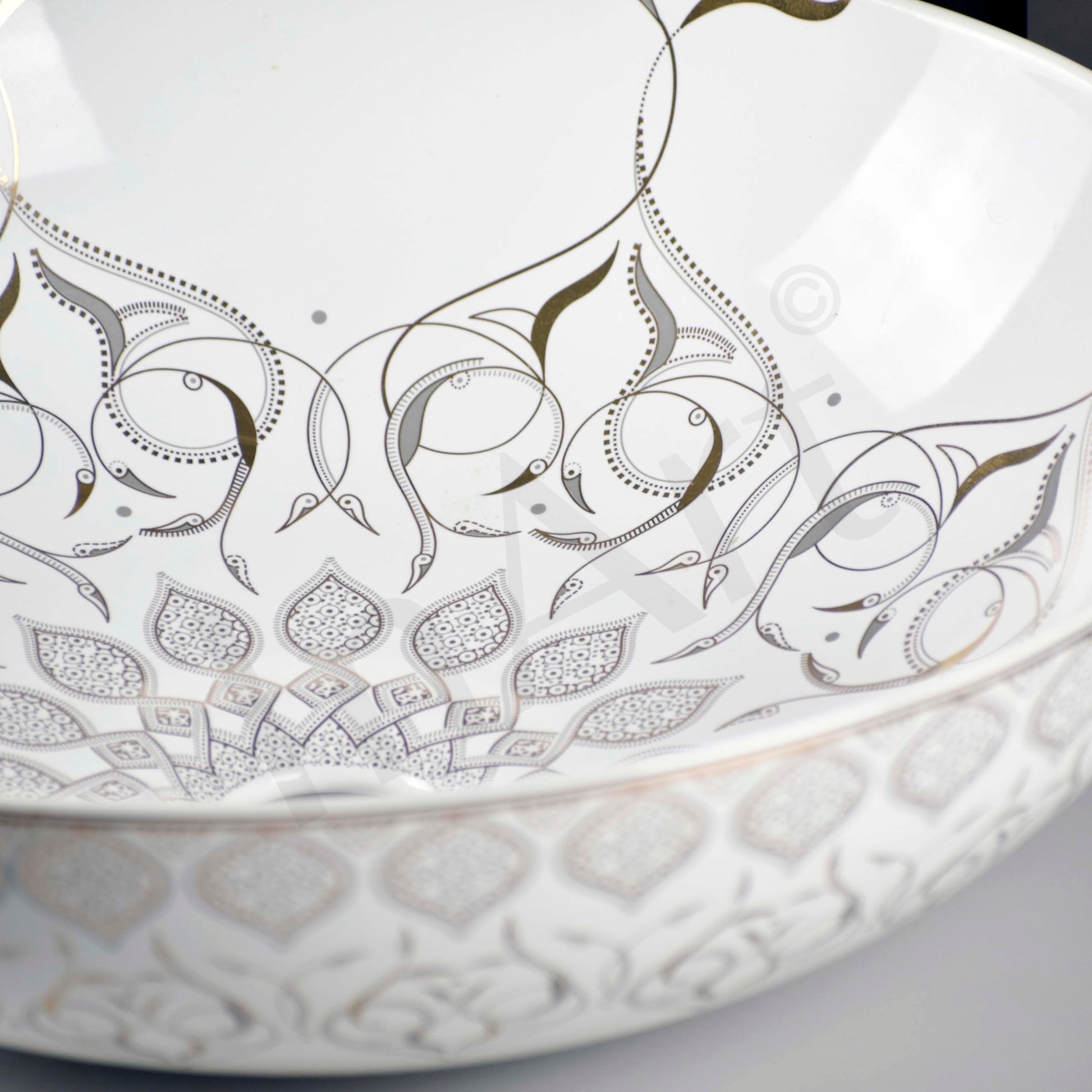 InArt Round Bathroom Ceramic Vessel Sink Art Basin in White Gold Color, additional product view 4