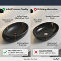 Vanity tops for vessel sinks pairing, matte black rectangular ceramic vessel sink for bathroom countertop