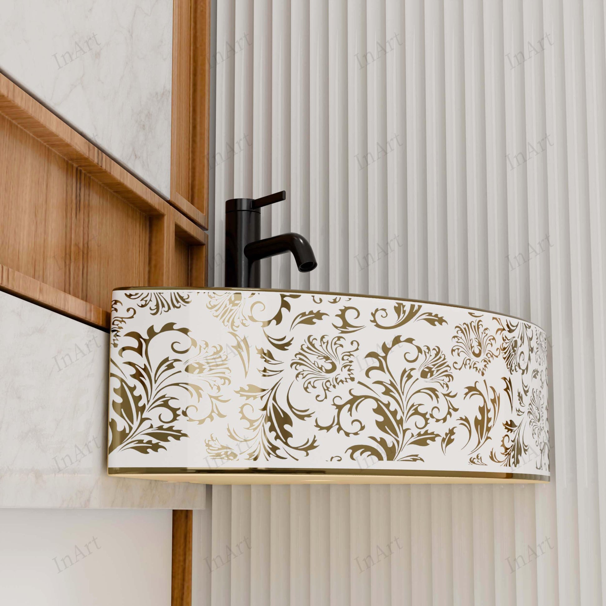 Gold Corner Ceramic wall-mount bathroom sink, additional product view 8