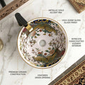 InArt Glossy Multicolor Ceramic Round Vessel Sink – Gold Rim Accent, 16.5