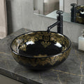 InArt Glossy Black Ceramic Round Vessel Sink – Above Counter, 16