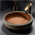 Vessel bowl vanity InArt matte brown round ceramic vessel sink wash basin
